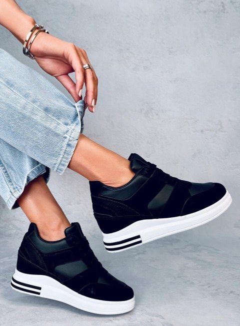 Sneakersy na koturnie RINNO BLACK Sneakersy na koturnie RINNO BLACK