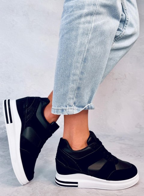 Sneakersy na koturnie RINNO BLACK Sneakersy na koturnie RINNO BLACK