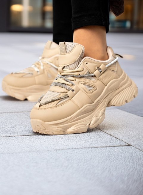 Sneakersy damskie na platformie LANCASIS KHAKI Sneakersy damskie na platformie LANCASIS KHAKI