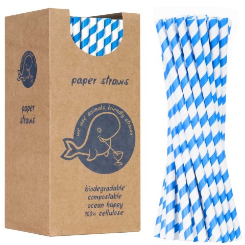 Słomki papierowe BIO ekologiczne PAPER STRAWS 6/205mm - biało-niebieskie 250szt. Słomki papierowe BIO ekologiczne PAPER STRAWS 6/205mm - biało-niebieskie 250szt.