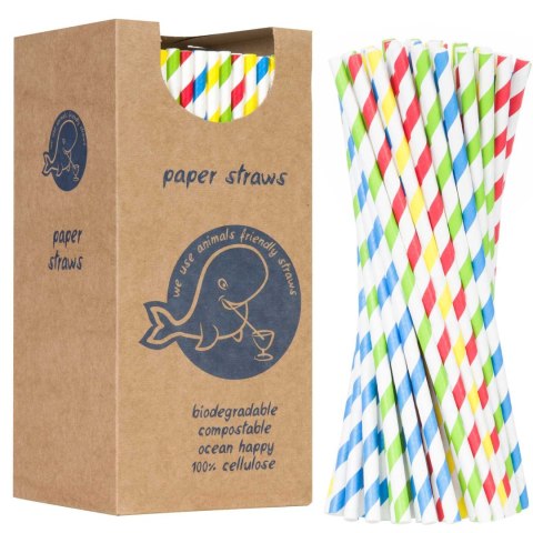 Słomki papierowe BIO ekologiczne PAPER STRAWS 6/205mm - mix 250szt. Słomki papierowe BIO ekologiczne PAPER STRAWS 6/205mm - mix 250szt.
