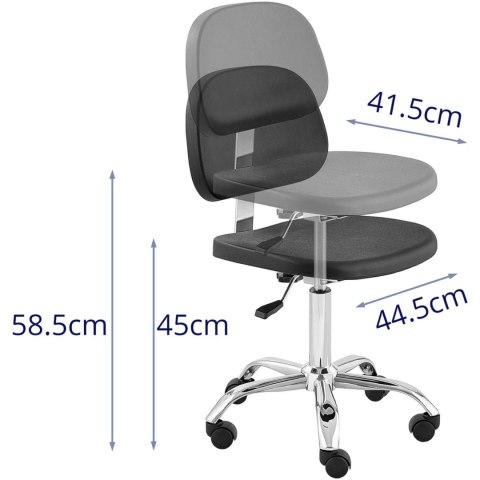 Krzesło robocze warsztatowe z oparciem CHROM do 120 kg 450-585 mm czarne Krzesło robocze warsztatowe z oparciem CHROM do 120 kg 450-585 mm czarne