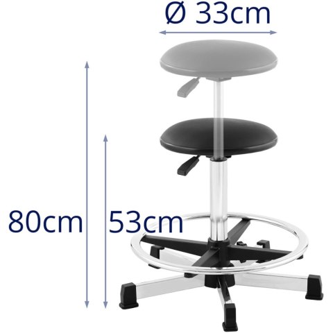 Taboret krzesło robocze warsztatowe z podnóżkiem 120 kg 530-800 mm czarne Taboret krzesło robocze warsztatowe z podnóżkiem 120 kg 530-800 mm czarne