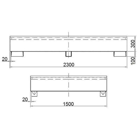 Wanna wychwytowa do zbiornika IBC paletopojemnika MAUZER 2 x 1000L - ocynkowana Wanna wychwytowa do zbiornika IBC paletopojemnika MAUZER 2 x 1000L - ocynkowana