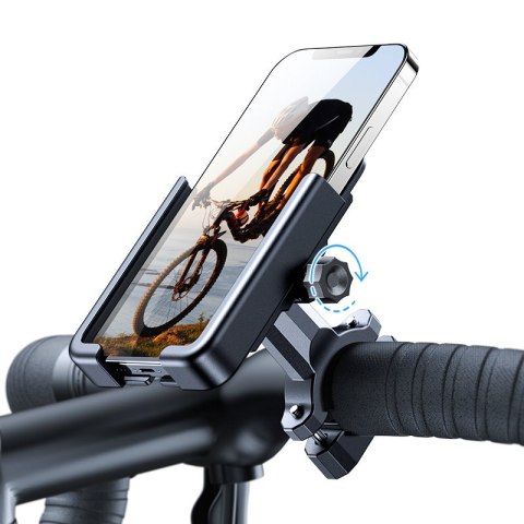 Metalowy uchwyt na telefon do roweru. hulajnogi czarny Metalowy uchwyt na telefon do roweru. hulajnogi czarny