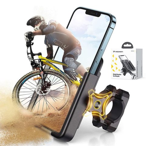 Metalowy uchwyt na telefon do roweru. hulajnogi czarny Metalowy uchwyt na telefon do roweru. hulajnogi czarny