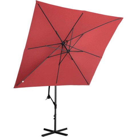 Parasol ogrodowy na wysięgniku kwadratowy 250 x 250 cm bordowy Parasol ogrodowy na wysięgniku kwadratowy 250 x 250 cm bordowy