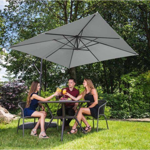 Parasol ogrodowy na wysięgniku kwadratowy 250 x 250 cm ciemnoszary Parasol ogrodowy na wysięgniku kwadratowy 250 x 250 cm ciemnoszary