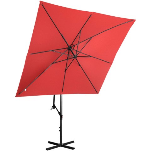 Parasol ogrodowy na wysięgniku kwadratowy 250 x 250 cm czerwony Parasol ogrodowy na wysięgniku kwadratowy 250 x 250 cm czerwony