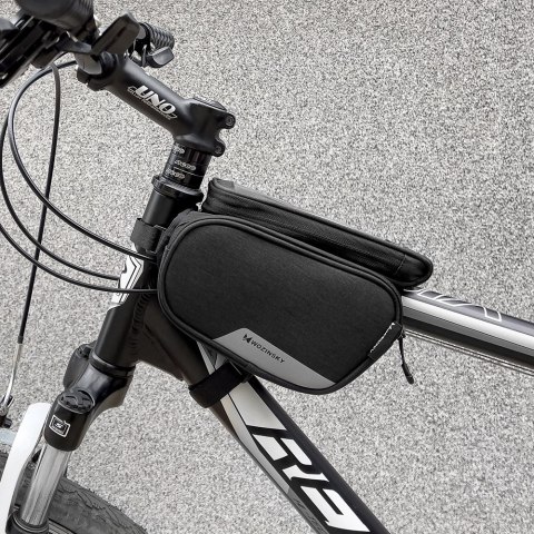 Torba rowerowa na ramę + odczepiany pokrowiec na telefon do 6.5" 1.5l czarna Torba rowerowa na ramę + odczepiany pokrowiec na telefon do 6.5" 1.5l czarna