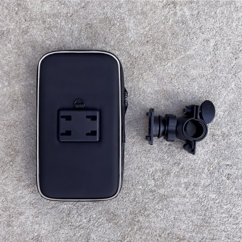Etui na telefon z uchwytem na kierownicę do roweru motocykla hulajnogi czarny Etui na telefon z uchwytem na kierownicę do roweru motocykla hulajnogi czarny