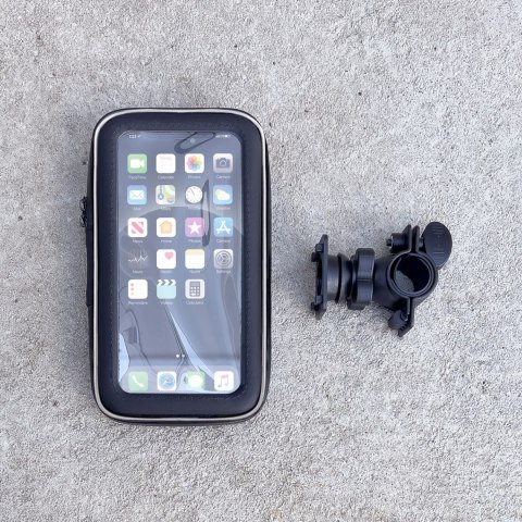 Etui na telefon z uchwytem na kierownicę do roweru motocykla hulajnogi czarny Etui na telefon z uchwytem na kierownicę do roweru motocykla hulajnogi czarny