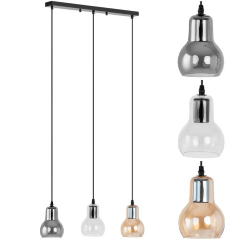 Lampa sufitowa nowoczesna 3 punktowa E27 - szklane dzwonki Lampa sufitowa nowoczesna 3 punktowa E27 - szklane dzwonki