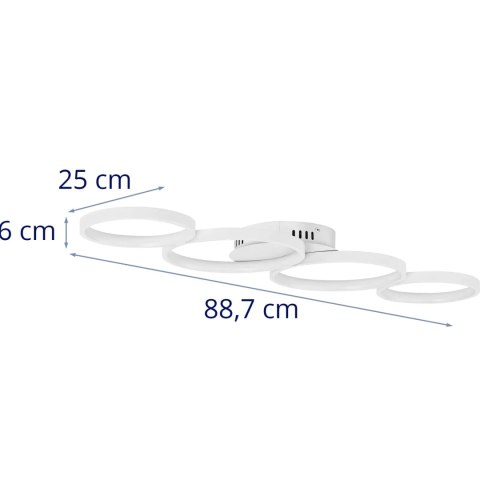 Lampa sufitowa nowoczesna LED z pilotem - 4 białe okręgi Lampa sufitowa nowoczesna LED z pilotem - 4 białe okręgi