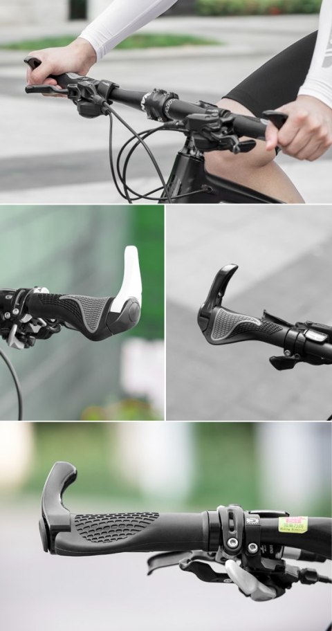 Zestaw gripów rączek rowerowych z rogami antypoślizgowe - czarny Zestaw gripów rączek rowerowych z rogami antypoślizgowe - czarny