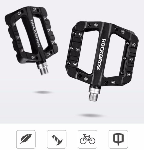 Zestaw pedałów rowerowych MTB atntypoślizgowe nylon i stal czarny Zestaw pedałów rowerowych MTB atntypoślizgowe nylon i stal czarny