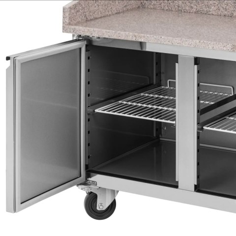 Stół chłodniczy do pizzy 2 komory na kółkach 390 l 150.5 x 80 x 100 cm Stół chłodniczy do pizzy 2 komory na kółkach 390 l 150.5 x 80 x 100 cm