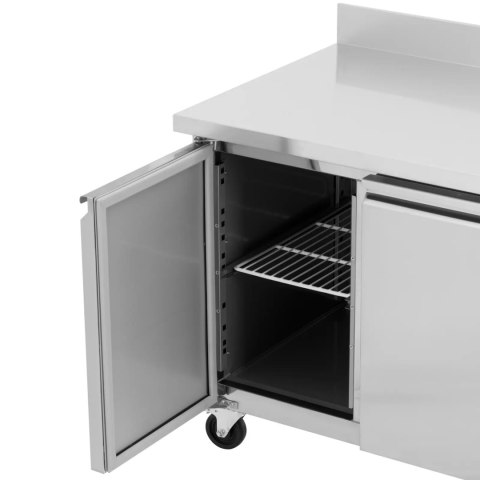 Stół chłodniczy gastronomiczny z rantem na kółkach 2 komory 260 l 136x70x95 cm Stół chłodniczy gastronomiczny z rantem na kółkach 2 komory 260 l 136x70x95 cm