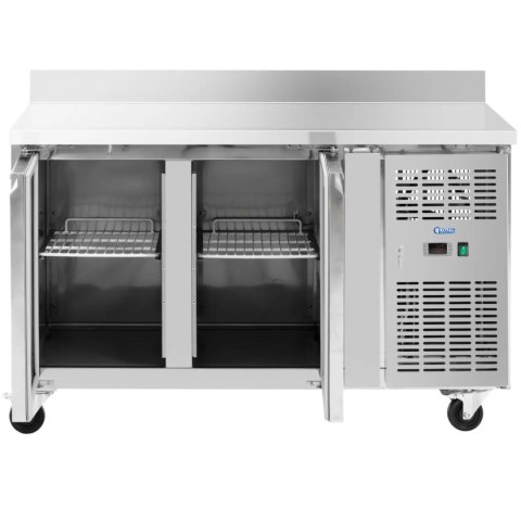 Stół chłodniczy gastronomiczny z rantem na kółkach 2 komory 260 l 136x70x95 cm Stół chłodniczy gastronomiczny z rantem na kółkach 2 komory 260 l 136x70x95 cm