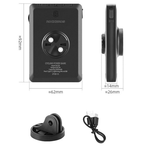 2w1 Lampka rowerowa przednia 150lm pod licznik z powerbankiem 5000mAh IPX6 - czarna 2w1 Lampka rowerowa przednia 150lm pod licznik z powerbankiem 5000mAh IPX6 - czarna