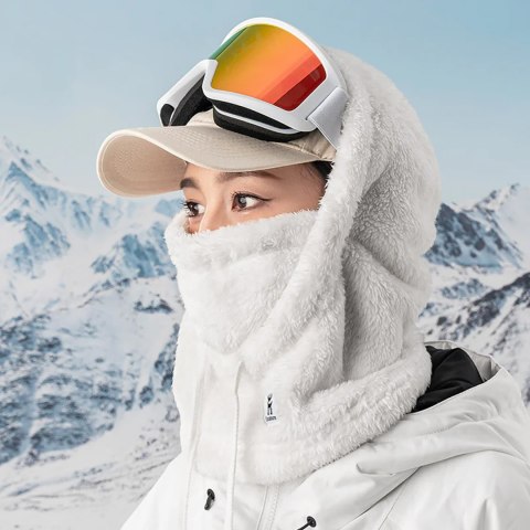 Ciepła kominiarka z futerka zimowa narciarska Arctic Velvet rozmiar L - biała Ciepła kominiarka z futerka zimowa narciarska Arctic Velvet rozmiar L - biała