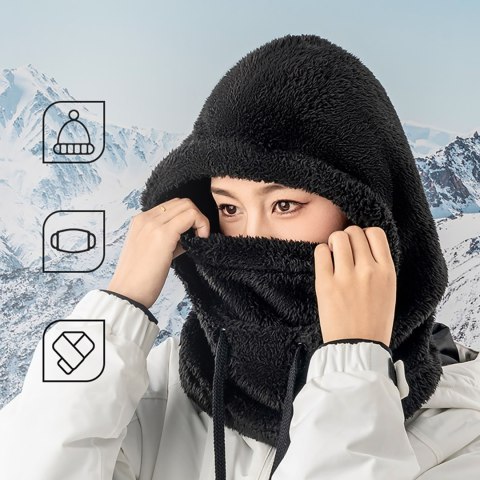 Ciepła kominiarka z futerka zimowa narciarska Arctic Velvet rozmiar L - czarna Ciepła kominiarka z futerka zimowa narciarska Arctic Velvet rozmiar L - czarna