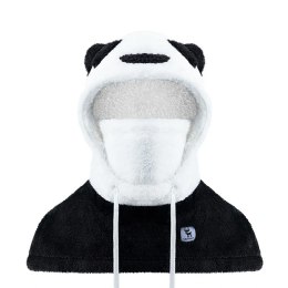 Ciepła kominiarka zimowa z futerka Panda dla dzieci i dorosłych rozmiar L - czarna/biała