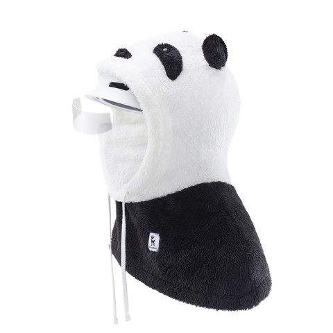 Ciepła kominiarka zimowa z futerka Panda dla dzieci i dorosłych rozmiar L - czarna/biała Ciepła kominiarka zimowa z futerka Panda dla dzieci i dorosłych rozmiar L - czarna/biała