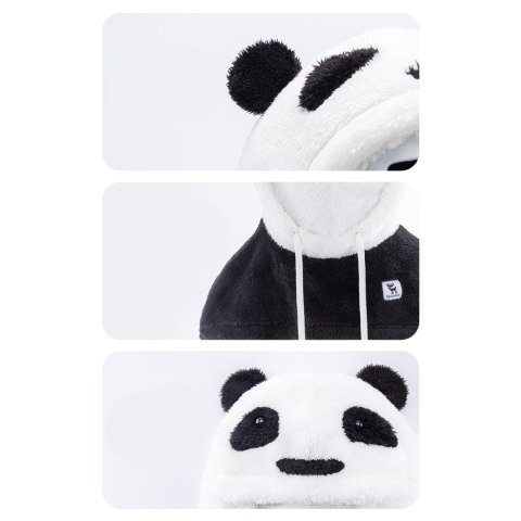 Ciepła kominiarka zimowa z futerka Panda dla dzieci i dorosłych rozmiar L - czarna/biała Ciepła kominiarka zimowa z futerka Panda dla dzieci i dorosłych rozmiar L - czarna/biała