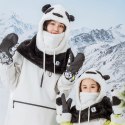 Ciepła kominiarka zimowa z futerka Panda dla dzieci i dorosłych rozmiar L - czarna/biała