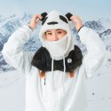 Ciepła kominiarka zimowa z futerka Panda dla dzieci i dorosłych rozmiar L - czarna/biała