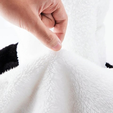 Ciepła kominiarka zimowa z futerka Panda dla dzieci i dorosłych rozmiar M - czarna/biała Ciepła kominiarka zimowa z futerka Panda dla dzieci i dorosłych rozmiar M - czarna/biała