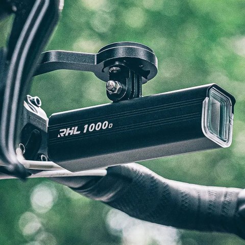 Lampka rowerowa przednia 5000mAh 1500lm IPX6 mocowanie Garmin i GoPro - czarna Lampka rowerowa przednia 5000mAh 1500lm IPX6 mocowanie Garmin i GoPro - czarna