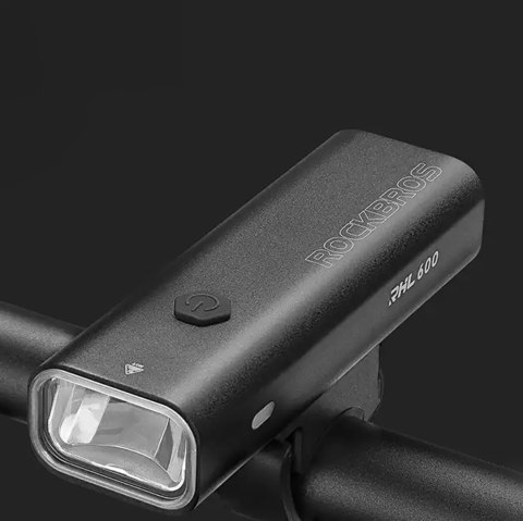 Lampka rowerowa przednia z funkcją latarki biała 600lm IPX6 USB-C - czarna Lampka rowerowa przednia z funkcją latarki biała 600lm IPX6 USB-C - czarna