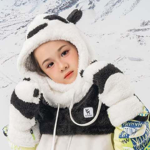 Rękawiczki narciarskie Panda dla dzieci i dorosłych rozmiar S - czarne/białe Rękawiczki narciarskie Panda dla dzieci i dorosłych rozmiar S - czarne/białe