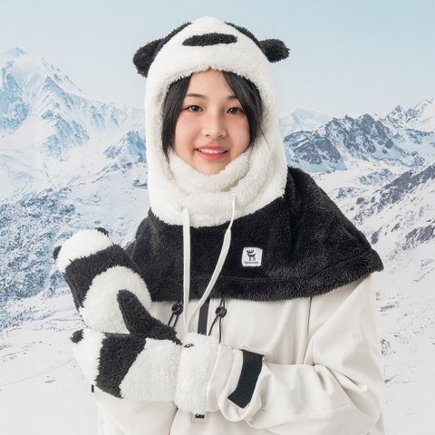 Rękawiczki narciarskie Panda dla dzieci i dorosłych rozmiar S - czarne/białe Rękawiczki narciarskie Panda dla dzieci i dorosłych rozmiar S - czarne/białe