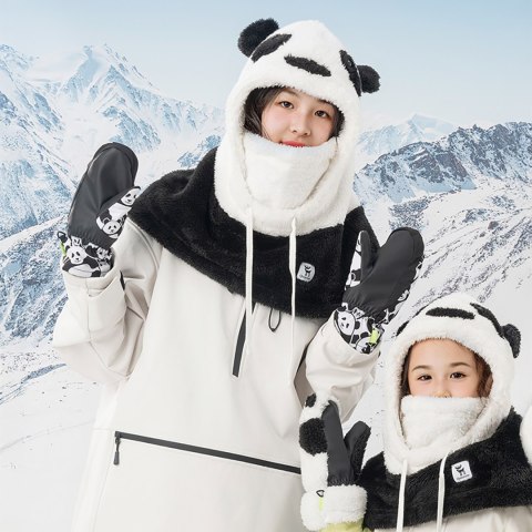 Rękawiczki narciarskie dziecięce bez palców Panda Heat rozmiar S - czarne/białe Rękawiczki narciarskie dziecięce bez palców Panda Heat rozmiar S - czarne/białe