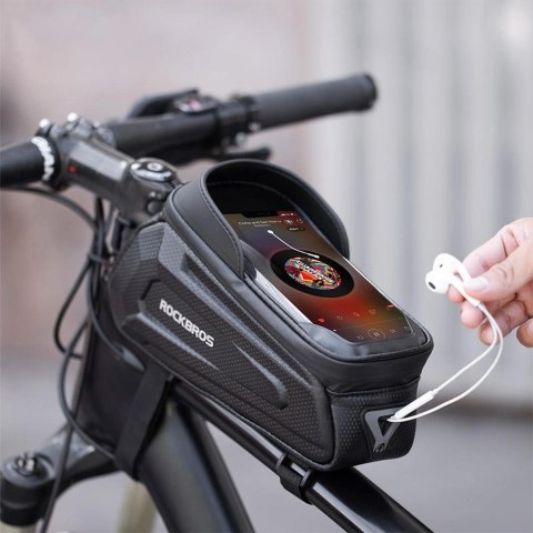 Sakwa rowerowa na ramę pancerna z kieszonką na telefon nawigację 1.7l - czarna Sakwa rowerowa na ramę pancerna z kieszonką na telefon nawigację 1.7l - czarna