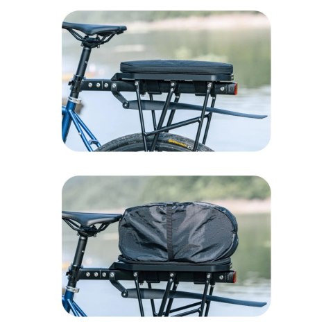 Torba na bagażnik rowerowy składana z funkcją siedziska 5l - czarna Torba na bagażnik rowerowy składana z funkcją siedziska 5l - czarna