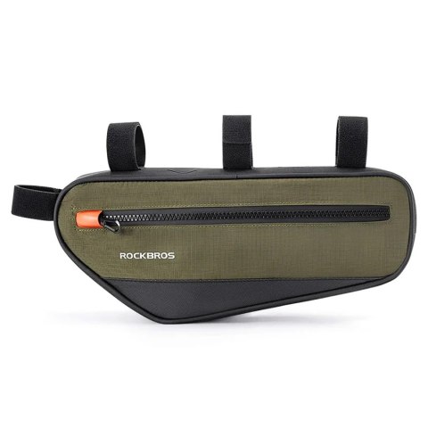 Torba rowerowa na ramę roweru z kieszenią boczną 1.7l - zielono-czarna Torba rowerowa na ramę roweru z kieszenią boczną 1.7l - zielono-czarna