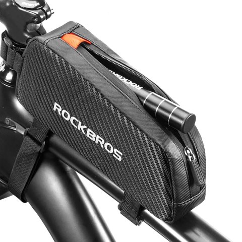 Torba rowerowa wodoodporna mocowana na ramę z plecionką 1l - czarna Torba rowerowa wodoodporna mocowana na ramę z plecionką 1l - czarna