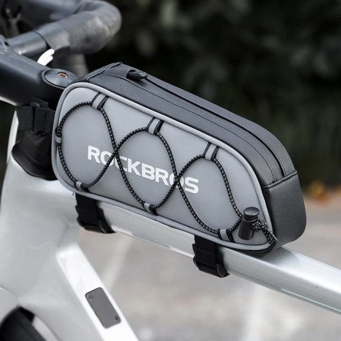 Torba sakwa rowerowa mocowana na ramę 0.9l - srebrna Torba sakwa rowerowa mocowana na ramę 0.9l - srebrna