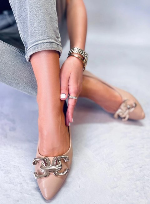 Baleriny eleganckie z klamerką SIMONA KHAKI Baleriny eleganckie z klamerką SIMONA KHAKI