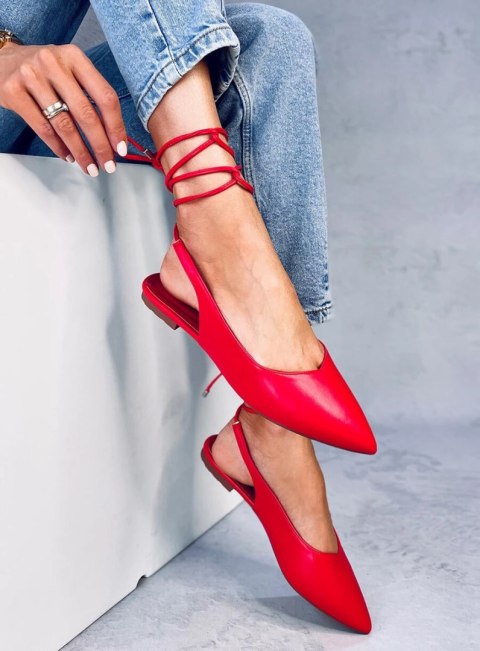 Baleriny z odkrytą piętą wiązane JODY RED Baleriny z odkrytą piętą wiązane JODY RED