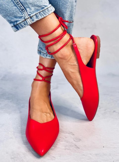 Baleriny z odkrytą piętą wiązane JODY RED Baleriny z odkrytą piętą wiązane JODY RED
