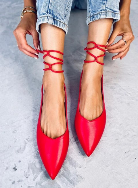 Baleriny z odkrytą piętą wiązane JODY RED Baleriny z odkrytą piętą wiązane JODY RED
