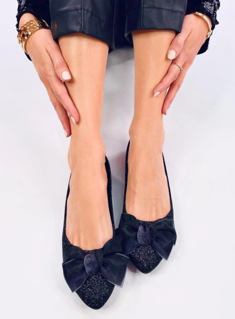 Eleganckie baleriny brokatowe BETZI BLACK Eleganckie baleriny brokatowe BETZI BLACK