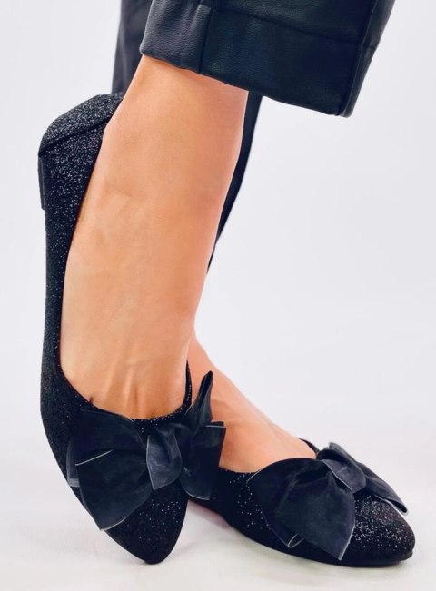 Eleganckie baleriny brokatowe BETZI BLACK Eleganckie baleriny brokatowe BETZI BLACK