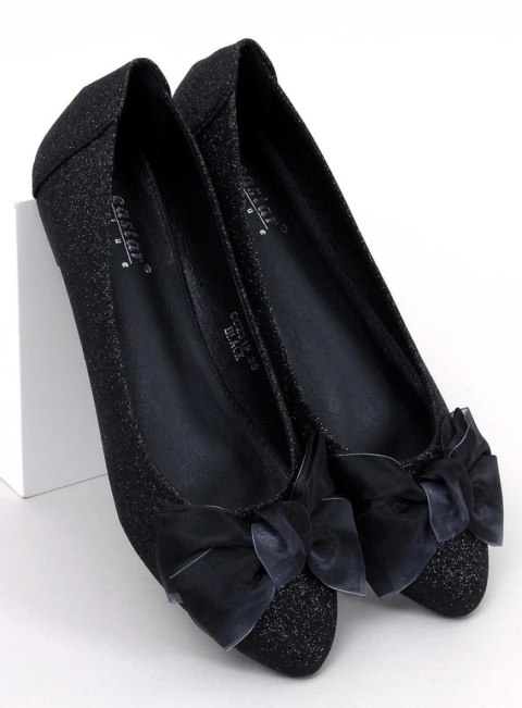 Eleganckie baleriny brokatowe BETZI BLACK Eleganckie baleriny brokatowe BETZI BLACK