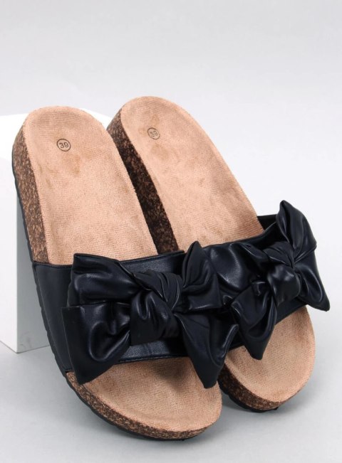 Klapki korkowe z kokardą BUSSI BLACK Klapki korkowe z kokardą BUSSI BLACK